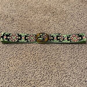 Tortoise Shell Buckle Fabric Belt Size Medium in Like New Condition